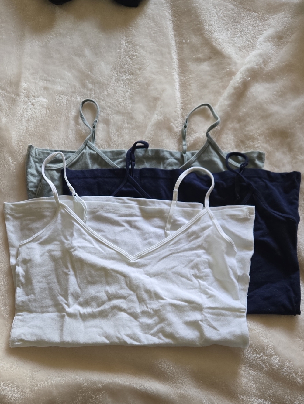 Women’s Cotton Spaghetti Strap Camisole - White, Navy, Sage